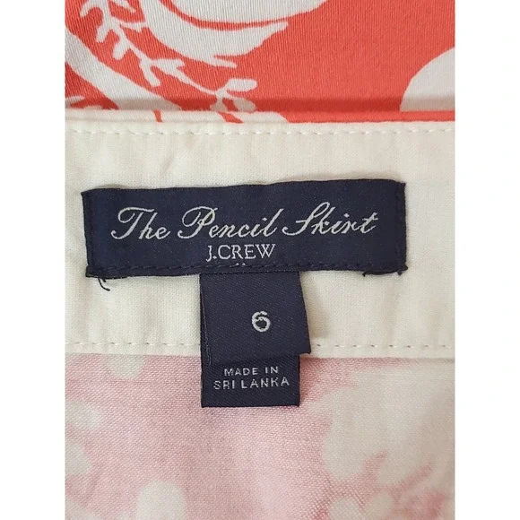 J Crew Pencil Skirt 6 Coral Coconut Girl Tropical Beachy Vacation Luau Hawaiian - Picture 6 of 9